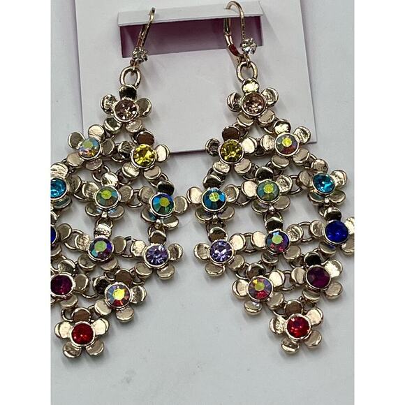 Betsey Johnson Gold Tone Love Fest
Flower & Crystal Chandelier Drop
Earrings New - Picture 7 of 11